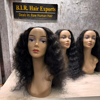Perruque mi-tête en cheveux indiens Remy de 20 pouces, style bouclé Jerry, prix imbattable, vente en gros