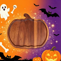 Plateau en bois élégant en forme de citrouille, accessoire de cuisine, plateau décoratif à surface lisse, adapté pour Halloween, Noël