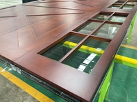 Fabricant Porte de garage moderne Chêne blanc américain Bois massif Perspective Fenêtres Surface finie pour villa
