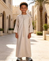 CCY 2026 Moyen-Orient Arabe Oman Enfants Thobe Col Rond Vêtements Musulmans Islamiques Garçons Couleur Unie Robes Enfants Abaya