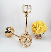 Porte-bougie en cristal doré en forme de couronne, chandelier vintage pour la décoration de mariage