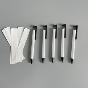 Stylos à bille vierges en aluminium blancs pour sublimation et impression intégrale, avec film rétractable pour cadeaux personnalisés - Product Image 1