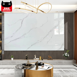 Panel dinding marmer PVC populer Modern menghias piring kristal karbon Veneer kayu bambu dan papan serat kayu - Product Image 5