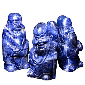 Estatua de buda de <span class=keywords><strong>sodalita</strong></span> de piedra azul oscuro tallada a mano pulida de alta calidad, decoración religiosa - Product Image 1
