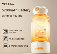 YOUHA Vente en gros de fournitures d'alimentation pour bébés de haute qualité, chauffe-biberon électrique portable USB pour bébé, chauffe rapidement, OEM pour nourrissons