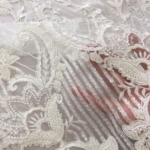 Mới Nhất Đính Cườm Ren Vải Allover Wedding Dress Ren Chất Lượng Cao Máy Hạng Nặng Đính Cườm Thêu Bridal Dây Ren Vải - Product Image 6