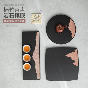 Bamboo Charcoal Black Square Dry Brewing Tray Small <b>Teapot</b> Stand Heat Resistant Kung Fu Tea <b>Set</b> Tray Chinese Style - Product Image 2