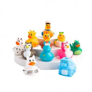 New Bulk Eco Friendly Toy Animal 2 inch Tub Transparent Vinyl Toys Rubber Ducky Bathtub Squeeze Squeaky Bath Duck Assortment