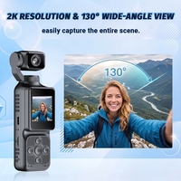 Cámara de Acción para Vlogs con Pantalla Giratoria de 1.54'', Gran Angular de 130°, Visión Nocturna Giratoria de 180°, WiFi, App, Resistente al Agua, Video 2K, Modelo Q9