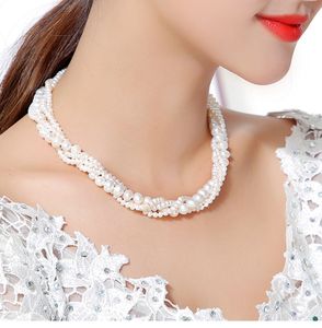 Collar de Perlas de Agua Dulce Multicapa Hecho a Mano Original, Plata 925 y Chapado en Oro de 14K, Estilo Vintage para Boda/Compromiso - Product Image 5