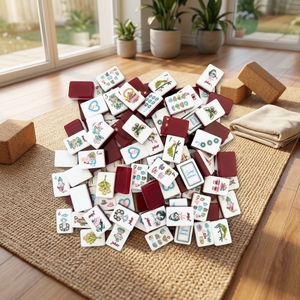 Ensemble de Mahjong Rétro 3 Niveaux en Acrylique Blanc pour Dames - 160 Tuiles Écologiques, Résistantes à l'Eau, Durables, Portables, Modernes et Luxueuses - Product Image 6