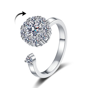 Anillos Antiestrés Giratorios Personalizados, Anillos Ajustables Plateados con Circonita, Anillos para Aliviar la Ansiedad - Product Image 4