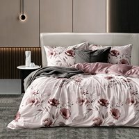 Parure de lit florale botanique pastel personnalisée 3 pièces en polyester, housse de couette et taies d'oreiller pour projets hôteliers et gîtes
