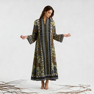 Abaya en polyester imprimée sur mesure, élégante et luxueuse, pour femmes musulmanes, robe de soirée, vente en gros, qualité supérieure - Product Image 3