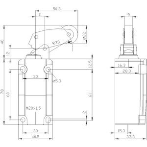 SIRIUS 40mm Metal Lever 22mm <b>Plastic</b> Roller Mechanical Position Limit Switches IP66/IP67 250V 6A <b>Enclosure</b> Model - Product Image 3