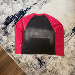 Custom Men Heavyweight Long Sleeves T-<b>shirt</b> for Men Oversize Rhinestone Dtg Print Knit <b>Waffle</b> Long Sleeve t <b>Shirt</b> - Product Image 3