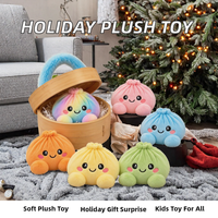 Boîte mystère de jouets en peluche de Noël : Poupée en peluche en forme de boulette de Noël et de pain vapeur arc-en-ciel, cadeau de fêtes
