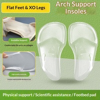 Supports de voûte plantaire en silicone pour pieds plats, jambes en O/X, antidérapants, transparents, demi-pointure, coussinets de voûte plantaire à sept points, garantie à vie, pour hommes et femmes