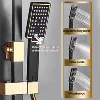 Nouvelle Tendance Robinet de Douche Mural à Injection d'Air Haute Pression avec Boutons Noir et Or