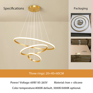 โคมไฟระย้าสไตล์นอร์ดิกที่เรียบง่ายสำหรับห้องนั่งเล่นพร้อมโคมระย้าแหวนดีไซน์ร่วมสมัยที่เรียบง่าย - Product Image 3