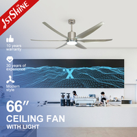 Ventilateur de plafond 1stshine Sliver 66 pouces à haut volume d'air, moteur DC, 6 pales ABS, avec lumière LED