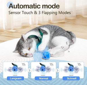 Jouet pour chat intelligent et mignon, oiseau volant et battant les ailes, réaliste, interactif, à jouet autonome, avec herbe à chat, écologique - Product Image 2