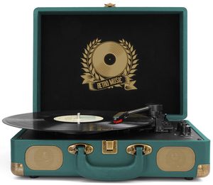 Tourne-disque vinyle minimaliste à entraînement par courroie Bluetooth, 3 vitesses, haute fidélité, lecteur de disques vinyles sans fil avec couvercle transparent - Product Image 1