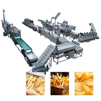 Volledig automatische frituurlijn voor frieten en aardappelchips, grote commerciële frituurmachine voor aardappelwafels