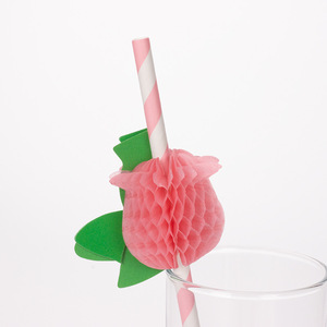 3D Colored Paper Straw Rose Beverage Decoration Disposable Party Straws Random Color Straight Pipe - Product Image 3