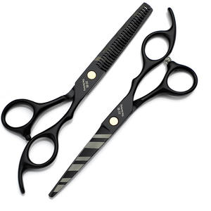 Tijeras de entresacar de fábrica con 30 dientes, negras a rayas, para cortar con la mano derecha, para uso doméstico y práctica. - Product Image 4