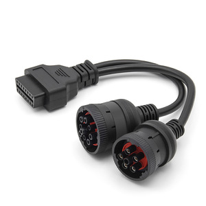 J1708 + J1939 Cable adaptador <span class=keywords><strong>OBD</strong></span> de 6 + 9 pines para camiones, vehículos, coches, lector de código de plástico y analizador de motor - Product Image 3