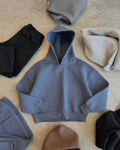 Hoodie surdimensionné en molleton 500 g/m² de haute qualité, sans cordon, avec col à capuche, en tissu tricoté personnalisé pour l'automne - Product Image 2