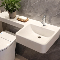 Lavabo de salle de bain en composite SMC, vasque élégante blanche pour usage commercial, comptoir de lavage intégré monobloc