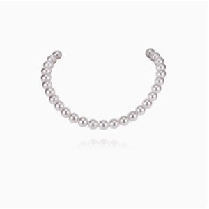 Pearl Necklace <b>Silver</b> Grey Round Ball <b>Choker</b> Women's Everyday Wear Leisure Geometric Design - Product Image 3