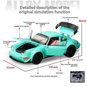 รถโมเดล Porsche 911 RWB ขนาด 1:32 วัสดุโลหะผสม พร้อมเสียงและไฟ เปิดประตูได้ ของสะสม รถซูเปอร์คาร์ ของเล่นเด็กผู้ชาย - Product Image 2