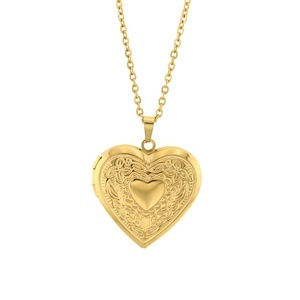 Heart-Shaped Stainless Steel Photo Locket <b>Necklace</b> Silver Gold Plated Pendant For <b>Couples</b> Gift Jewelry - Product Image 3