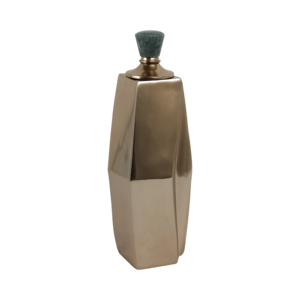Vaso geometrico in metallo con tappo in pietra, decorazione moderna per soggiorno, camera da letto, ufficio, tavolo - Product Image 2