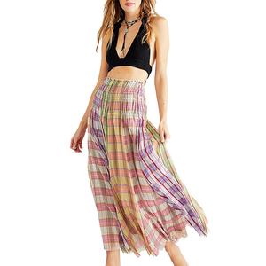 Gonne estive MANNI 2022 vita elastica gonne miste a quadri in cotone dolce coreano, Maxi gonna convertibile - Product Image 5