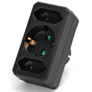 Adaptador de corriente alemán 1 a 3, 16A, 250V, multipuerto, ideal para ampliar las conexiones en casa o en viajes. - Product Image 1