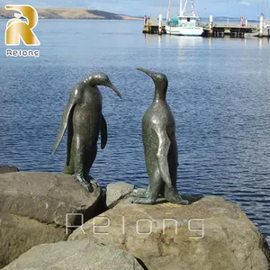 Moderne Tierleben Größe Dekor Garten Park Outdoor Dekor Cast Bronze Pinguin Statue zum Verkauf