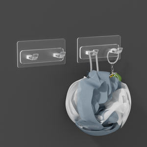 Crochet mural transparent moderne à un seul niveau, sans perçage, auto-adhésif, long crochet double pour le rangement de la cuisine - Product Image 1