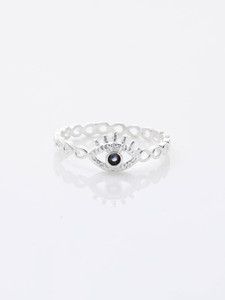 Anillo de ojo encarnación llamativa de protección mística y diseño sofisticado diseño de ojo de plata evocador - Product Image 2