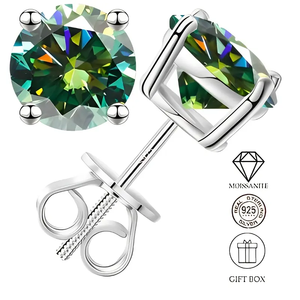1CT*2pcs Colorful Classic Mossanite Screw <b>Back</b> <b>Earrings</b> Luxury Jewelry 925 Sterling Silver VVS Moissanite Ear Stud for Women - Product Image 5