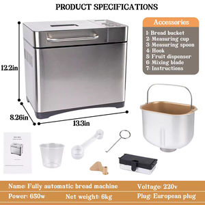 Machine à pain électrique automatique de 800 watts, moteur en cuivre à couple élevé, capacité de 801 à 1000 g, machine à pain domestique automatique - Product Image 2
