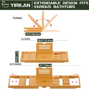 Vassoio per vasca da bagno espandibile Premium Caddy riscaldamento unico per la casa e anniversario di matrimonio nuovi regali per la casa forniture da bagno espandibili - Product Image 2