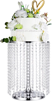 Support à gâteau de mariage moderne pour table de desserts avec pendentifs en cristal argenté, construction métallique, plateau de présentation de cupcakes de haute qualité