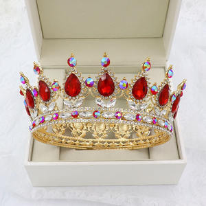 Vintage Barock Königin König Braut Tiara Krone für Frauen Kopfschmuck Abschlussball Braut Hochzeit Haarschmuck Diademe und Kronen - Product Image 1