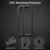 Cadre de panneau d'instrumentation en aluminium usiné sur mesure par CNC avec double fenêtre et encoches latérales pour l'utilisation d'appareils électroniques