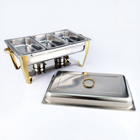 Réchaud de buffet rectangulaire triple en acier inoxydable, modèle FLY, pour hôtels et restaurants