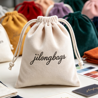 Kantong Serut dengan Logo, Tas Kantong Beludru, Kantong Jam Tangan dengan Tali Serut untuk Kemasan Hadiah Perhiasan, Kantong Serut Kecil